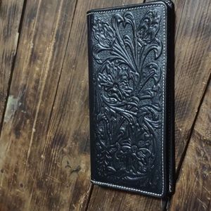 A black leather wallet